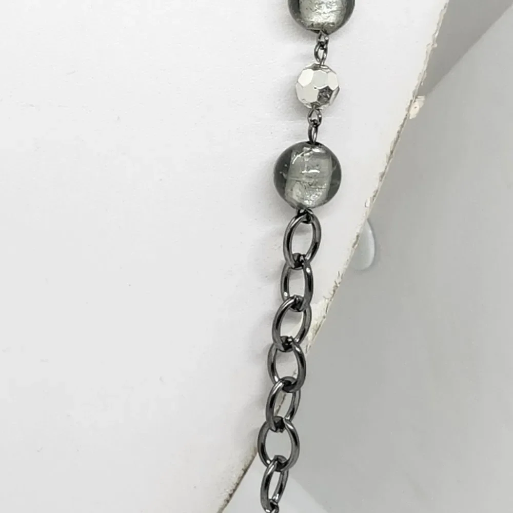Gun Metal‎ And Glass Bead Necklace